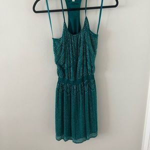 Parker Mini Dress Womens Small Teal Sequin Holiday Party Event Glam NYE